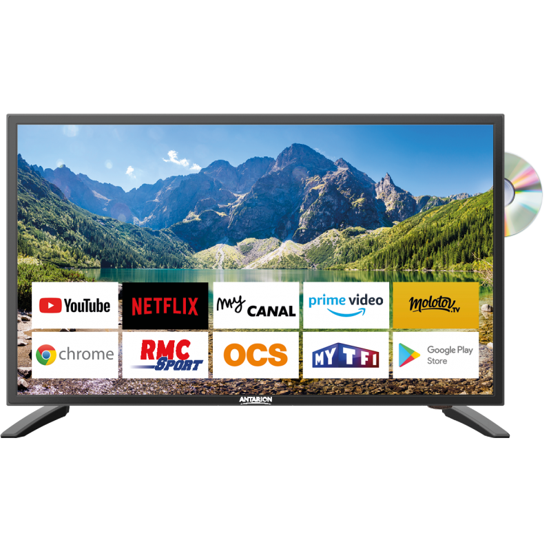 Antarion Smart TV Televisión 22 pulgadas DVBT-2 +DVD 12 / 24 / 220 V